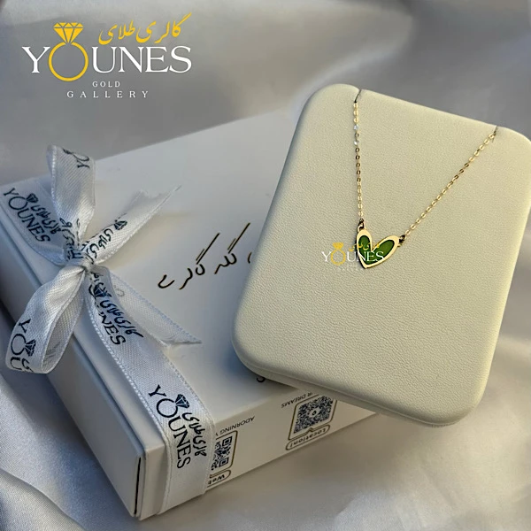 گردنبند میناکاری قلب سبز طلا